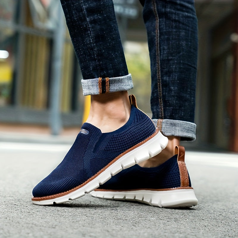 PLUS SIZE Men's Trendy Knitted Breathable Walking Shoes, Trendy Non-Slip Casual Shoes, Men's Footwear