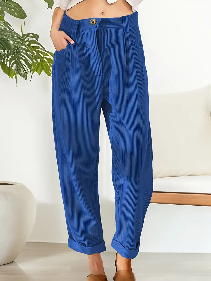 Solid Corduroy Pants Solid Color Corduroy