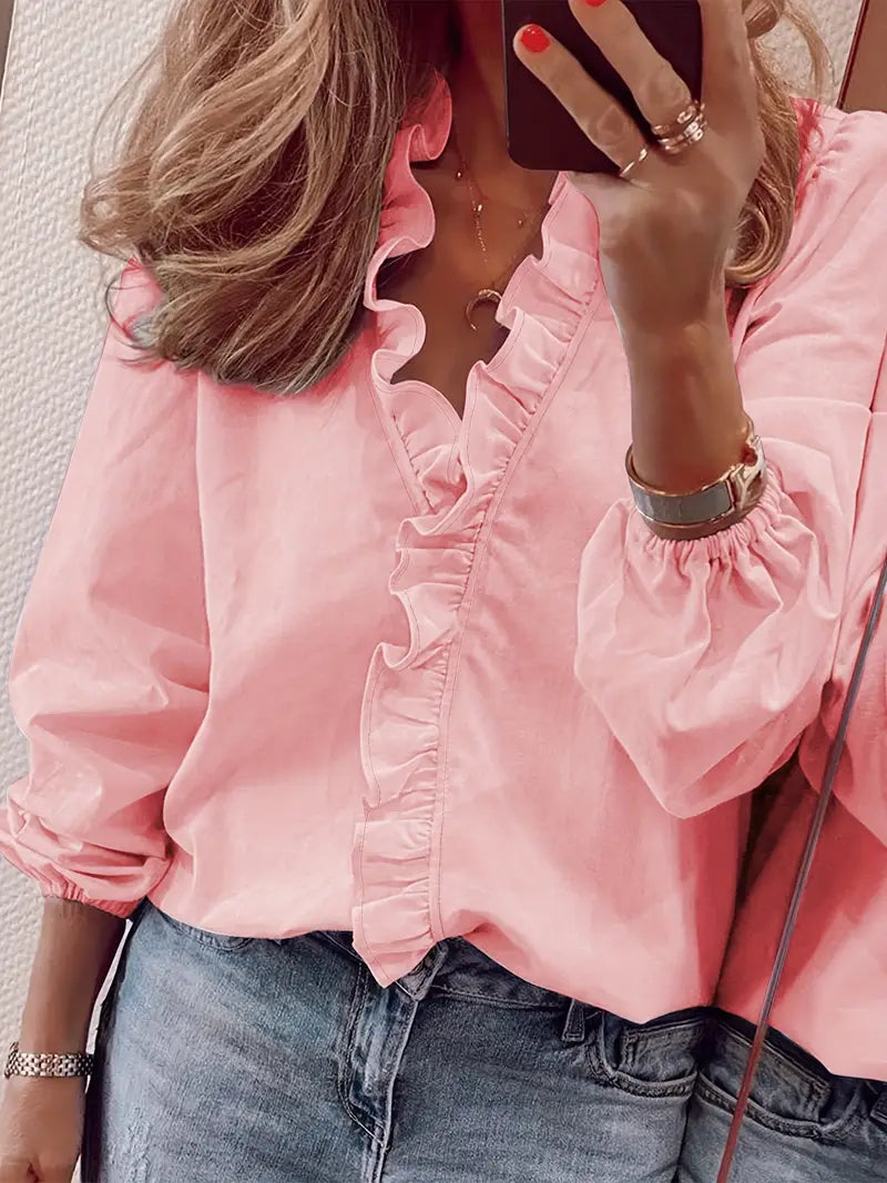Long V-Neck Blouse