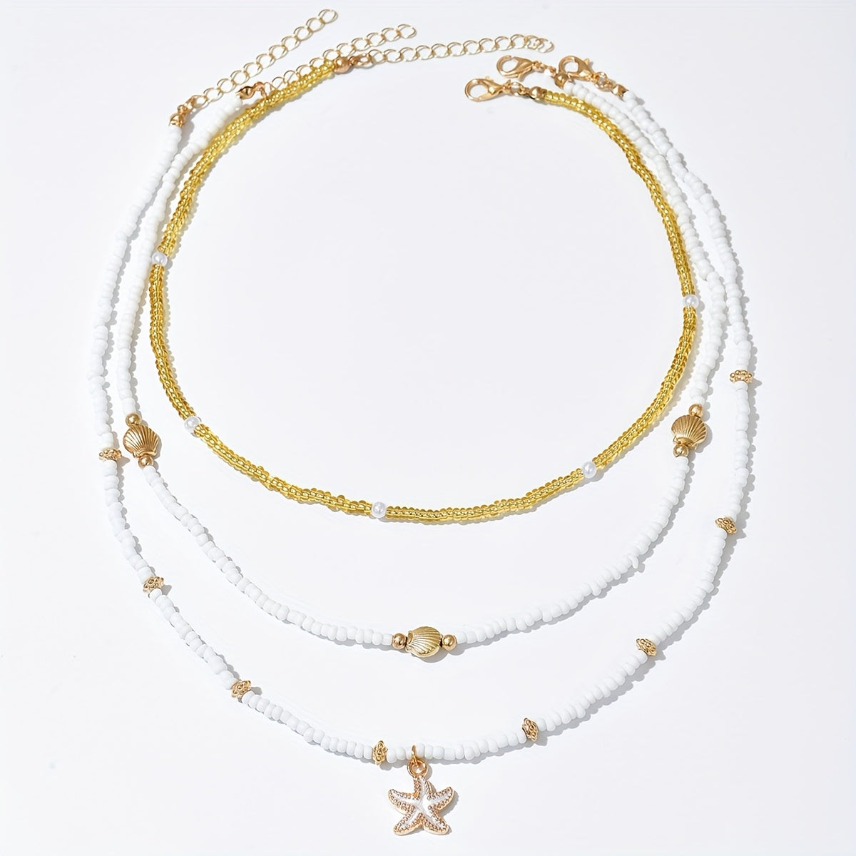 Modern 3-Piece Necklace Set with Pearl-inspired