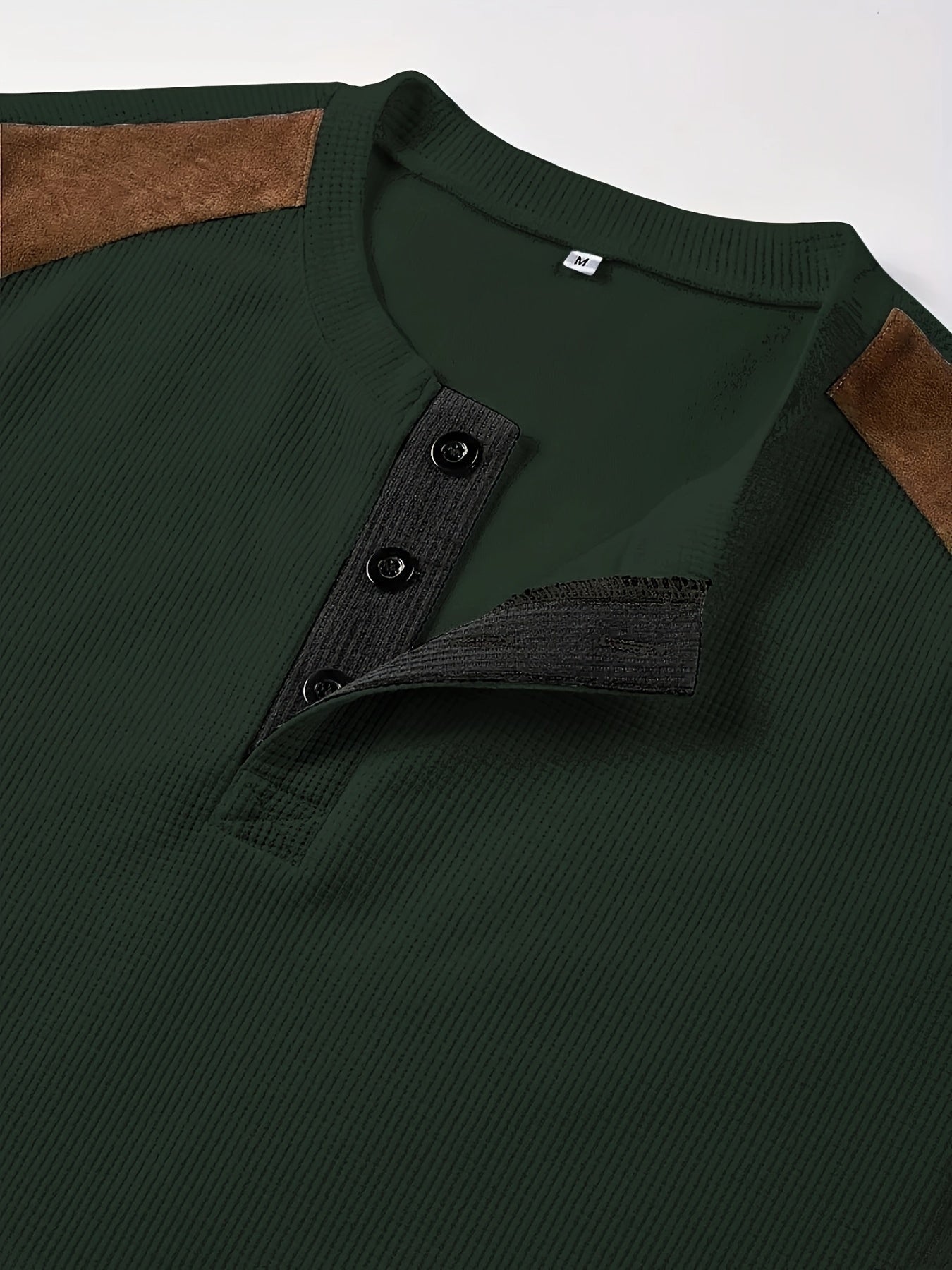 Men'S Waffle Texture Two-Tone Henley Shirt - Casual Summer Short Sleeve, Round Neck, Non-Stretch Fabric