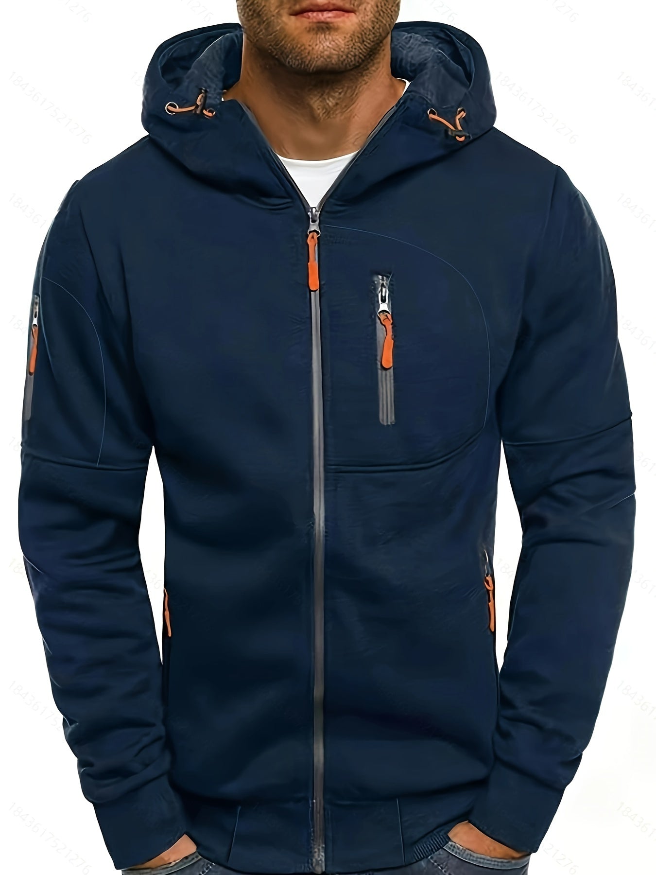Men'S Heavyweight Hooded Jacket - Full-Zip Front Closure, Hooded Sportswear Coat for Gym, Running, Casual Outfits - Machine Washable Outerwear for Fall/Winter - Available in Black/Gray/Blue/Red/ - Ideal for Everyday & Formal Events,