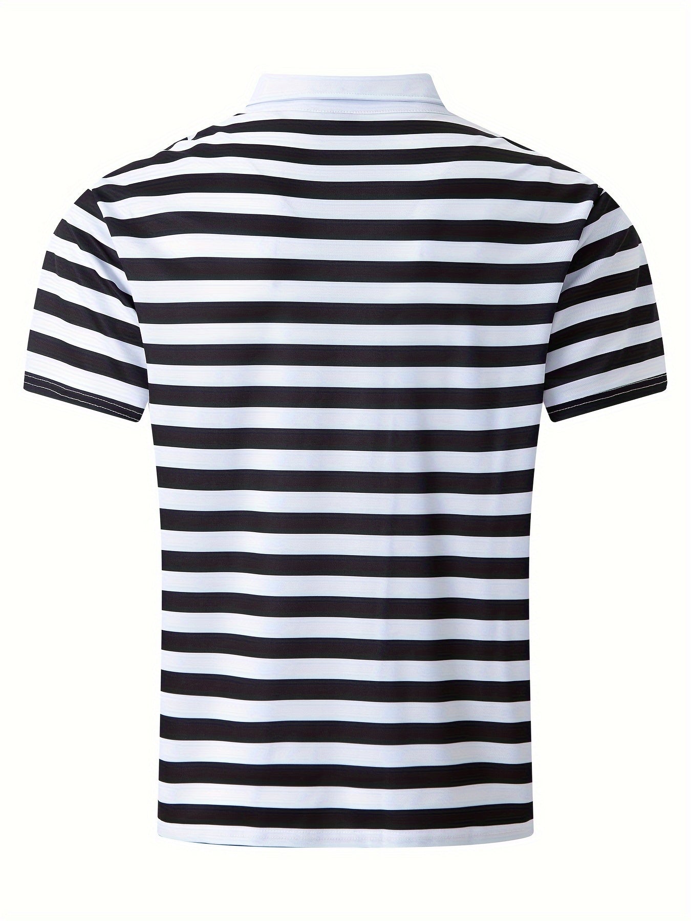 Men'S Short-Sleeve Polo Shirt with Print Stripes for Casual Summer Wear.