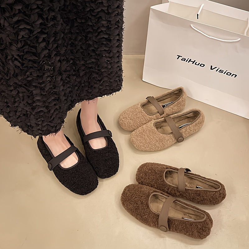 Timeless Red Faux Fur Flats with Slip-On
