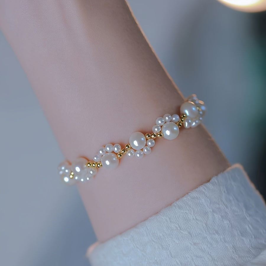 Modern 1-Piece Bracelet Set with Pearl-inspired