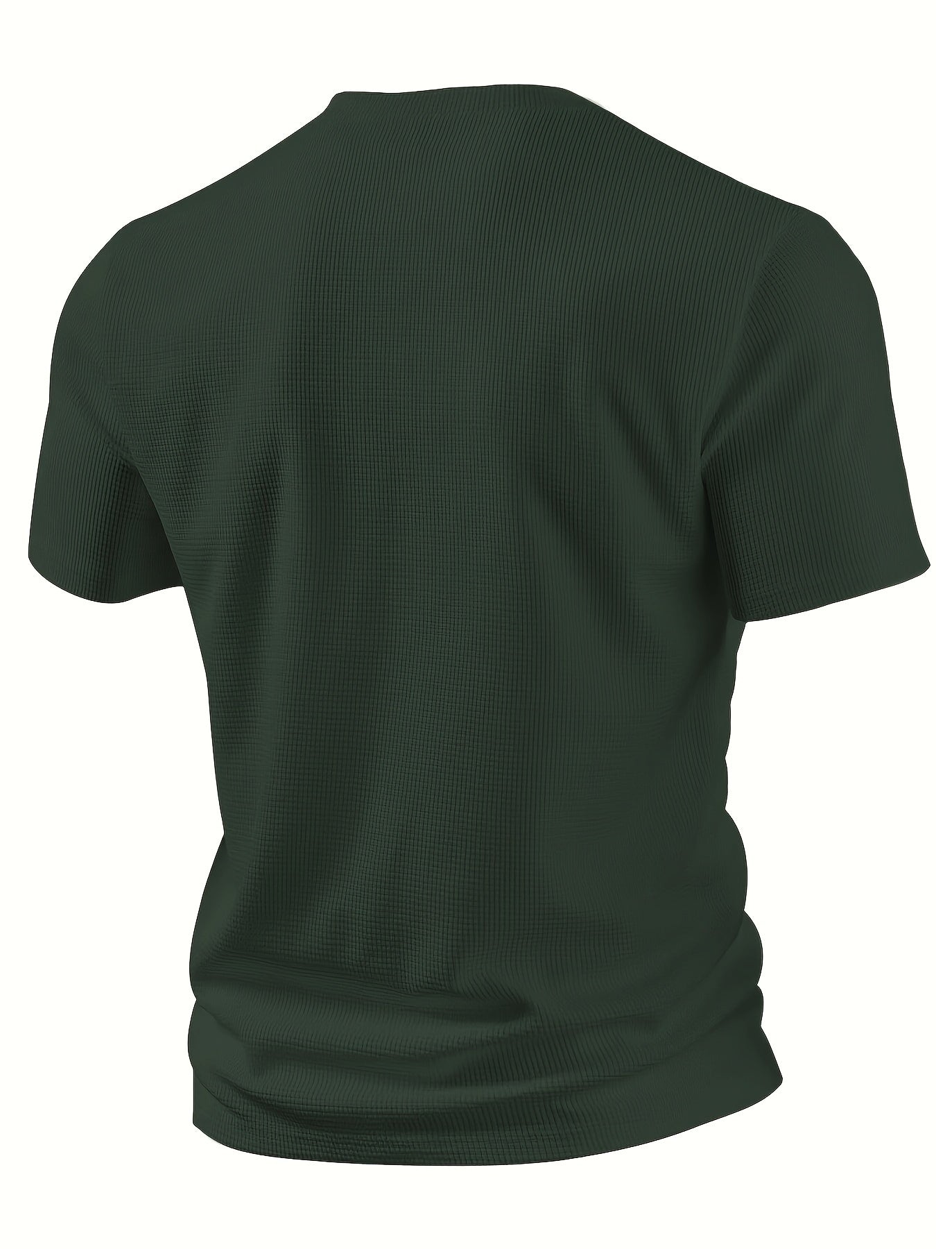 Men'S Waffle Texture Two-Tone Henley Shirt - Casual Summer Short Sleeve, Round Neck, Non-Stretch Fabric