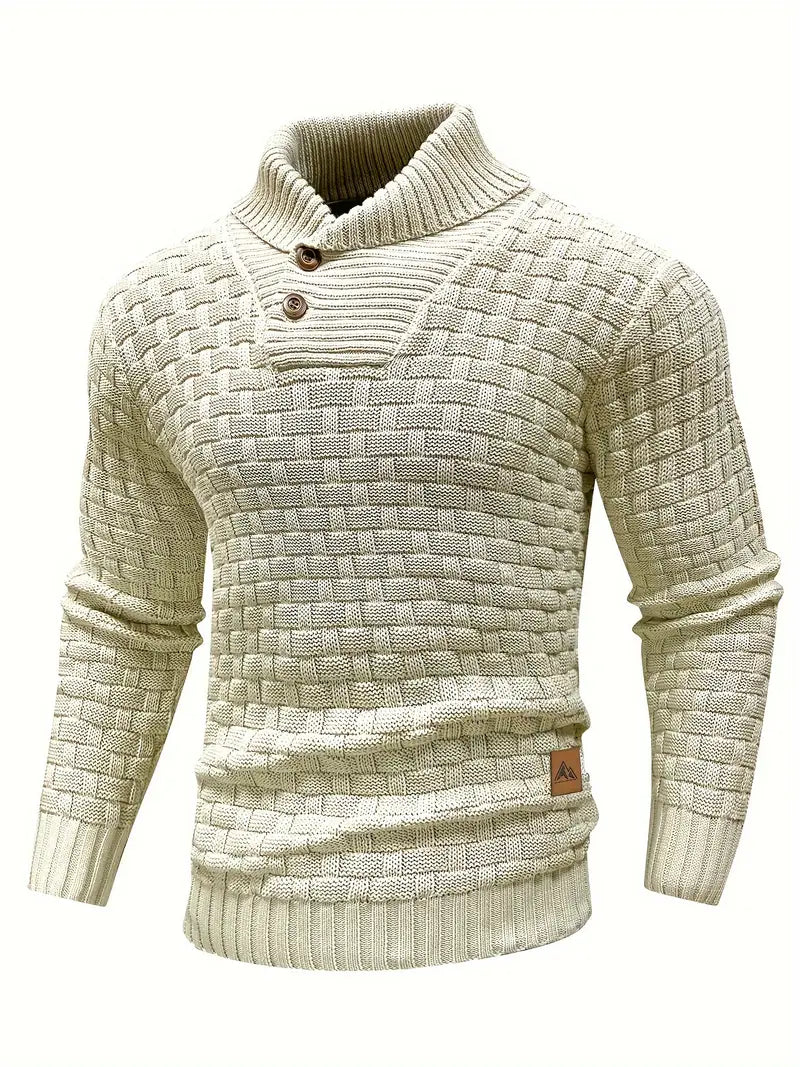 Polyester Knit Button-Up Long Sleeve Sweater