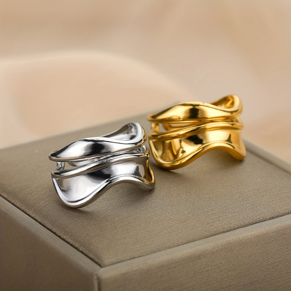 Modern Ring with Gold-tone