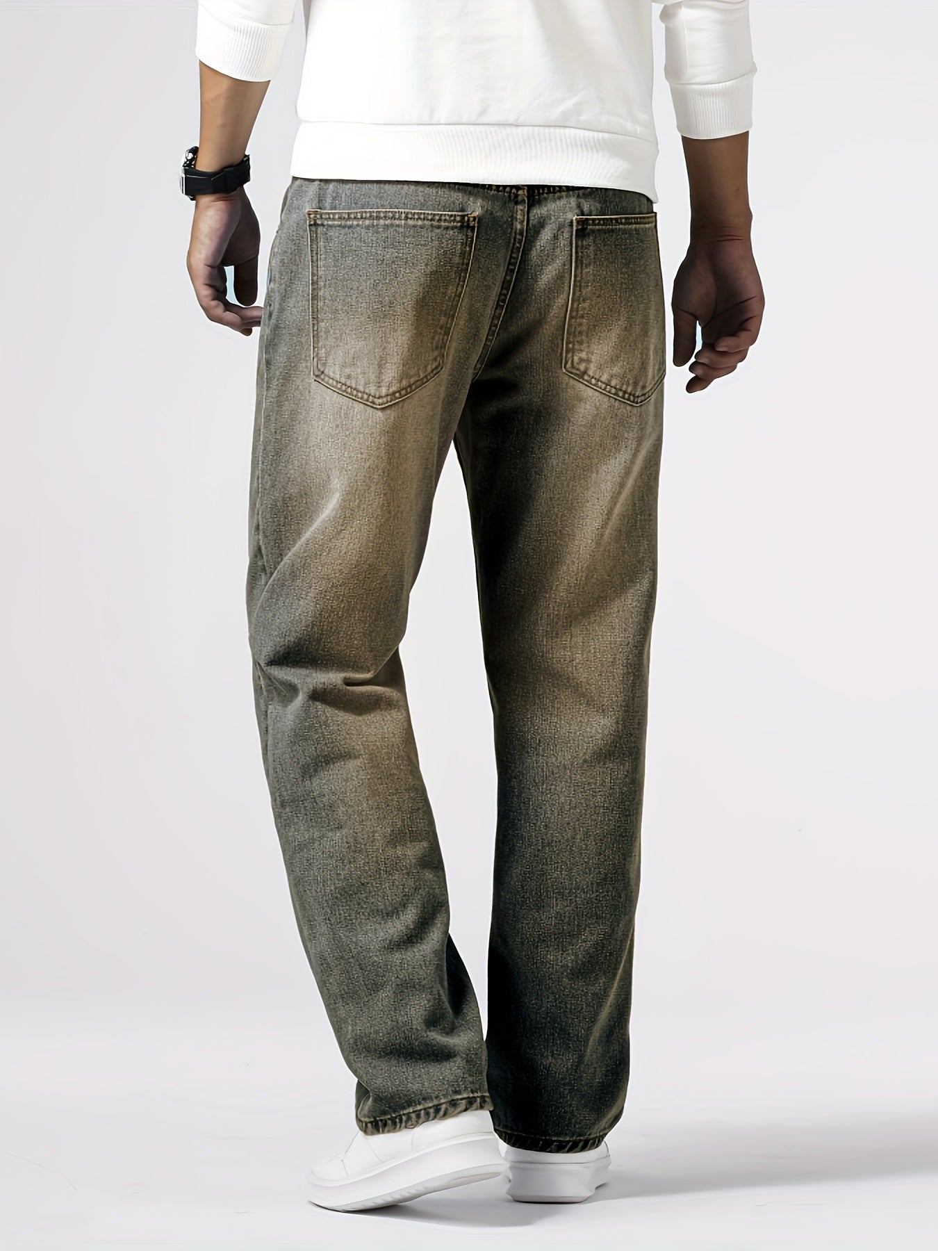 Men's Light Blue Relaxed Fit Jeans - Casual Straight-Leg Machine-Washable Denim Pants for Casual Attire, All-Season Comfort & Versatile Style