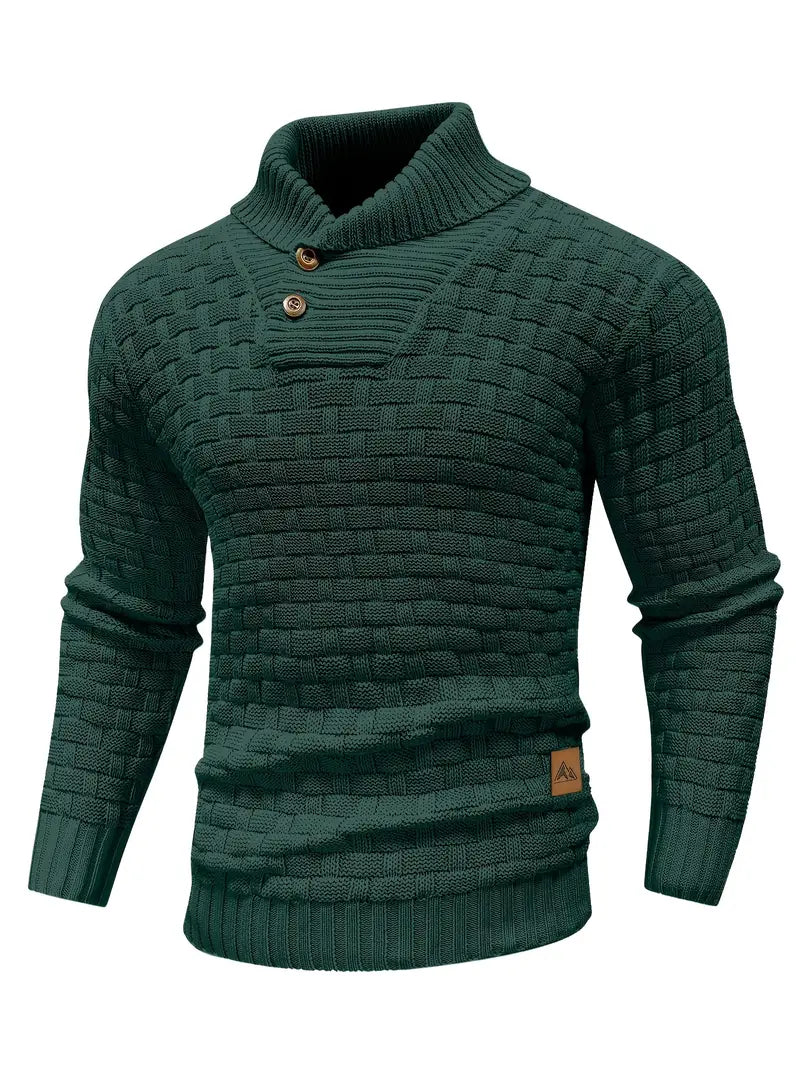 Polyester Knit Button-Up Long Sleeve Sweater
