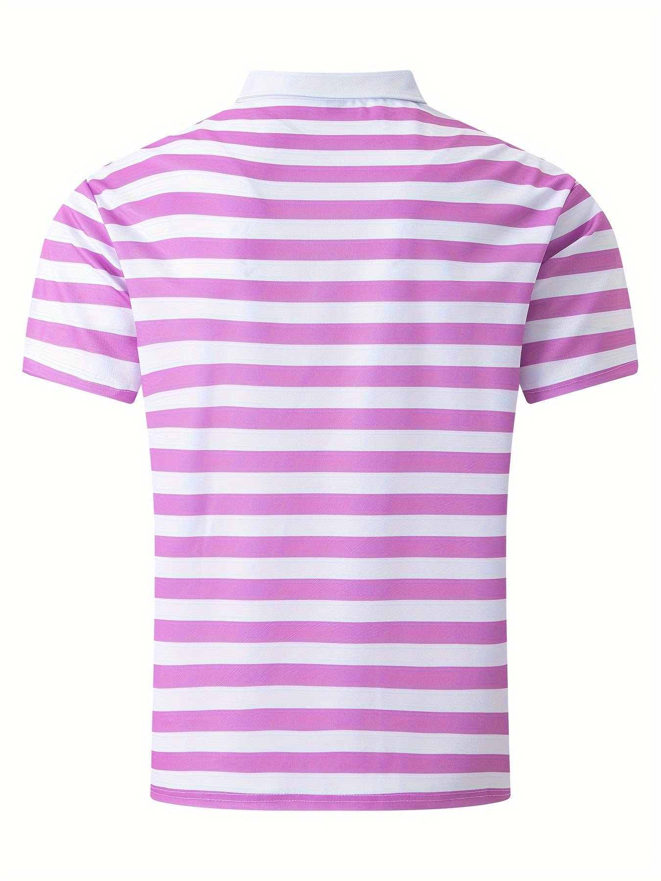 Men'S Short-Sleeve Polo Shirt with Print Stripes for Casual Summer Wear.
