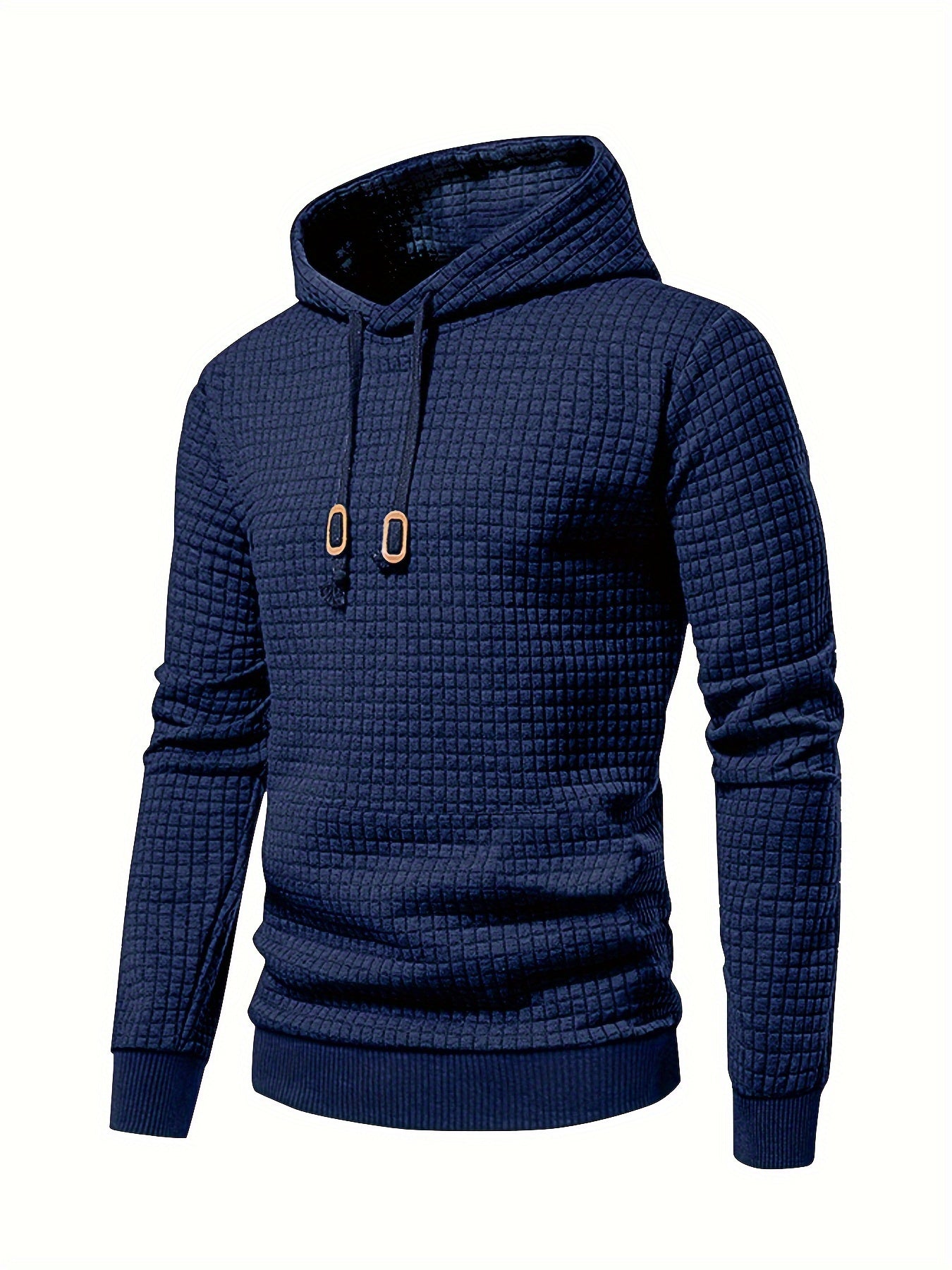Men's Sporty Hooded Sweatshirt - Navy Blue with Copper Bow Accents, Regular Fit, Machine Washable, High-Quality Fabric for Casual & Athletic Wear, Sweater Hoodie, Everyday Comfort, Textured Knit Fabric