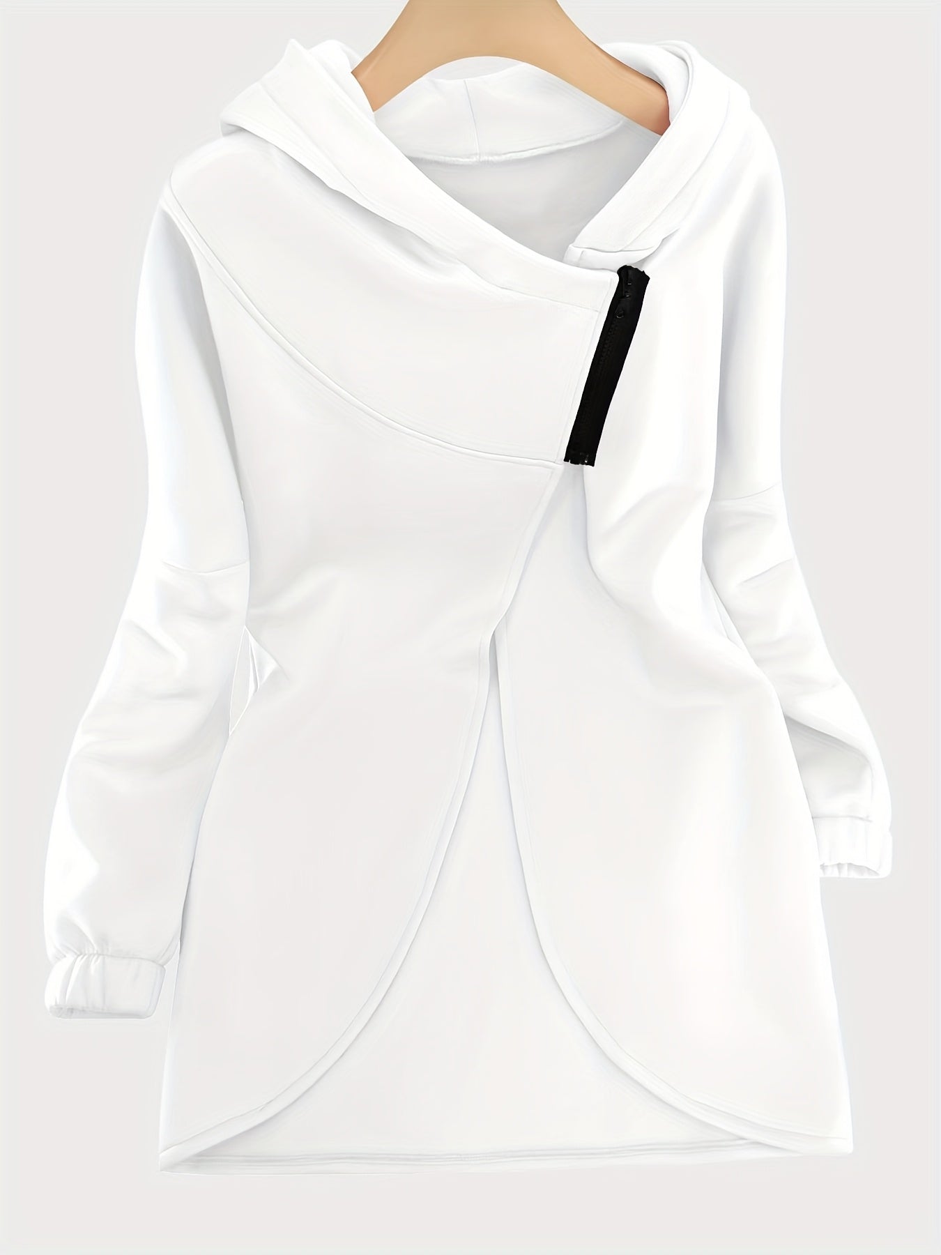 Women'S Casual Black Hooded Jacket with Front Pockets - Long Sleeve, Ripped Jeans & White Sneakers, Perfect for Spring/Fall, Autumn Fashion Jacket | Relaxed Fit Hoodie | Zippered Hoodie