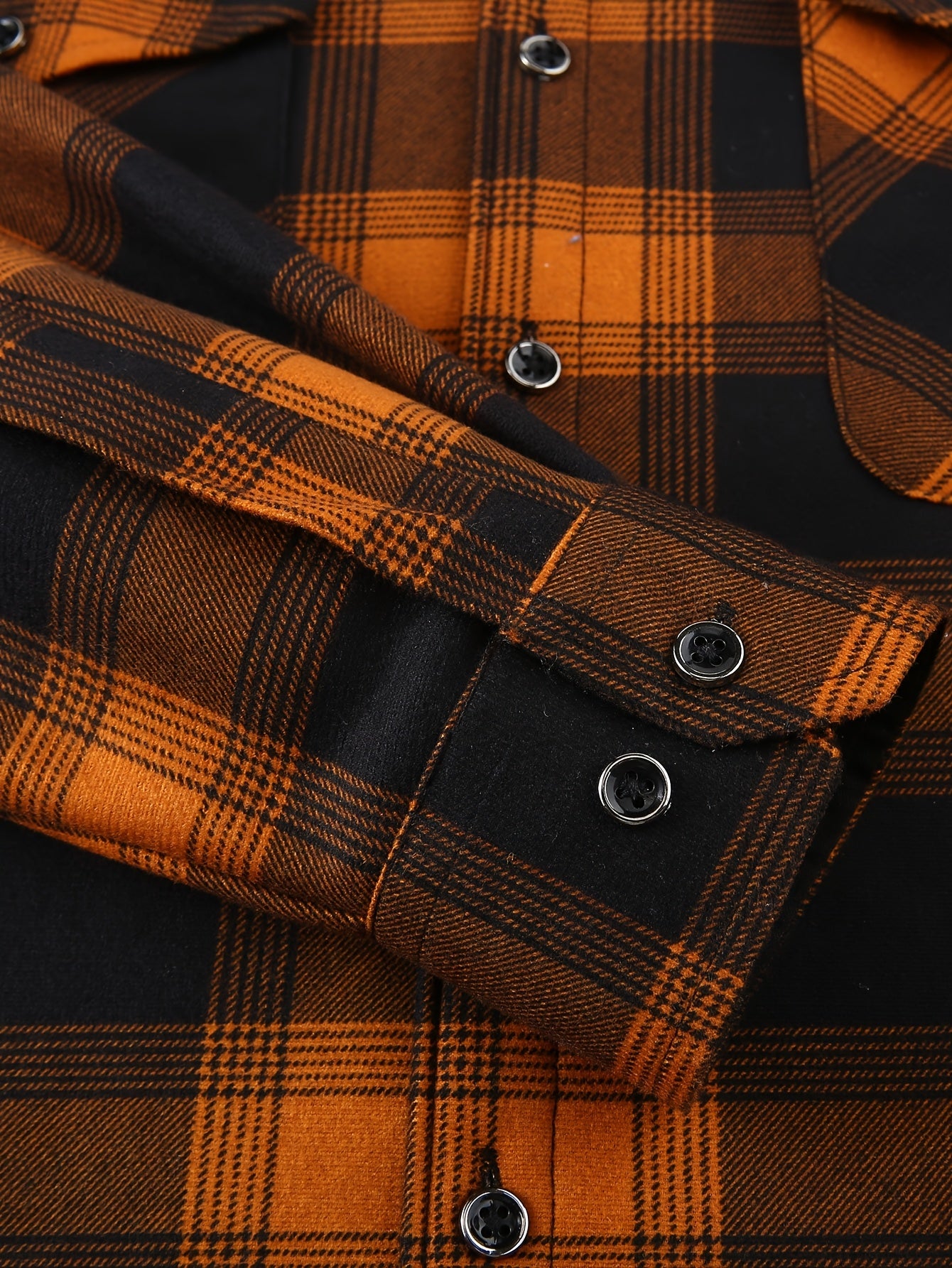 Men's Fleece-Lined Hoodie - Casual & Sporty, Plaid Pullover with Button Detail, Long Sleeve, Loose Fit for Fall/Winter