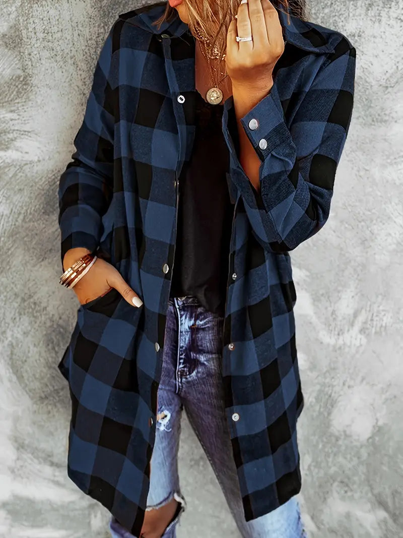 Plaid Polyester Blouse