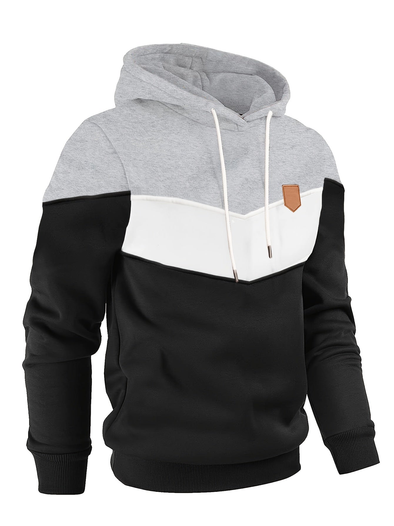 Color Block Hoodie, Cool Hoodies For Men, Men's Casual Classic Design Pullover Hooded Sweatshirt With Kangaroo Pocket Streetwear For Winter Fall, As Gift