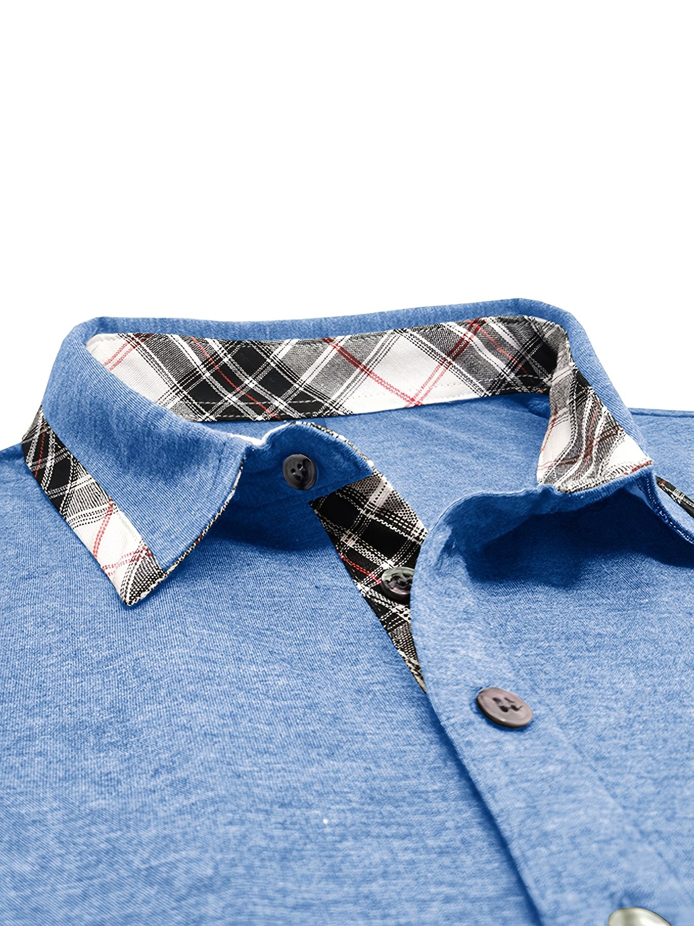 Men'S Plus Size Short Sleeve Polo Shirt with Plaid Collar and Button Details - Casual Summer Style, Regular Fit, Slight Stretch Fabric, Plus Size Shirts, PLUS SIZE
