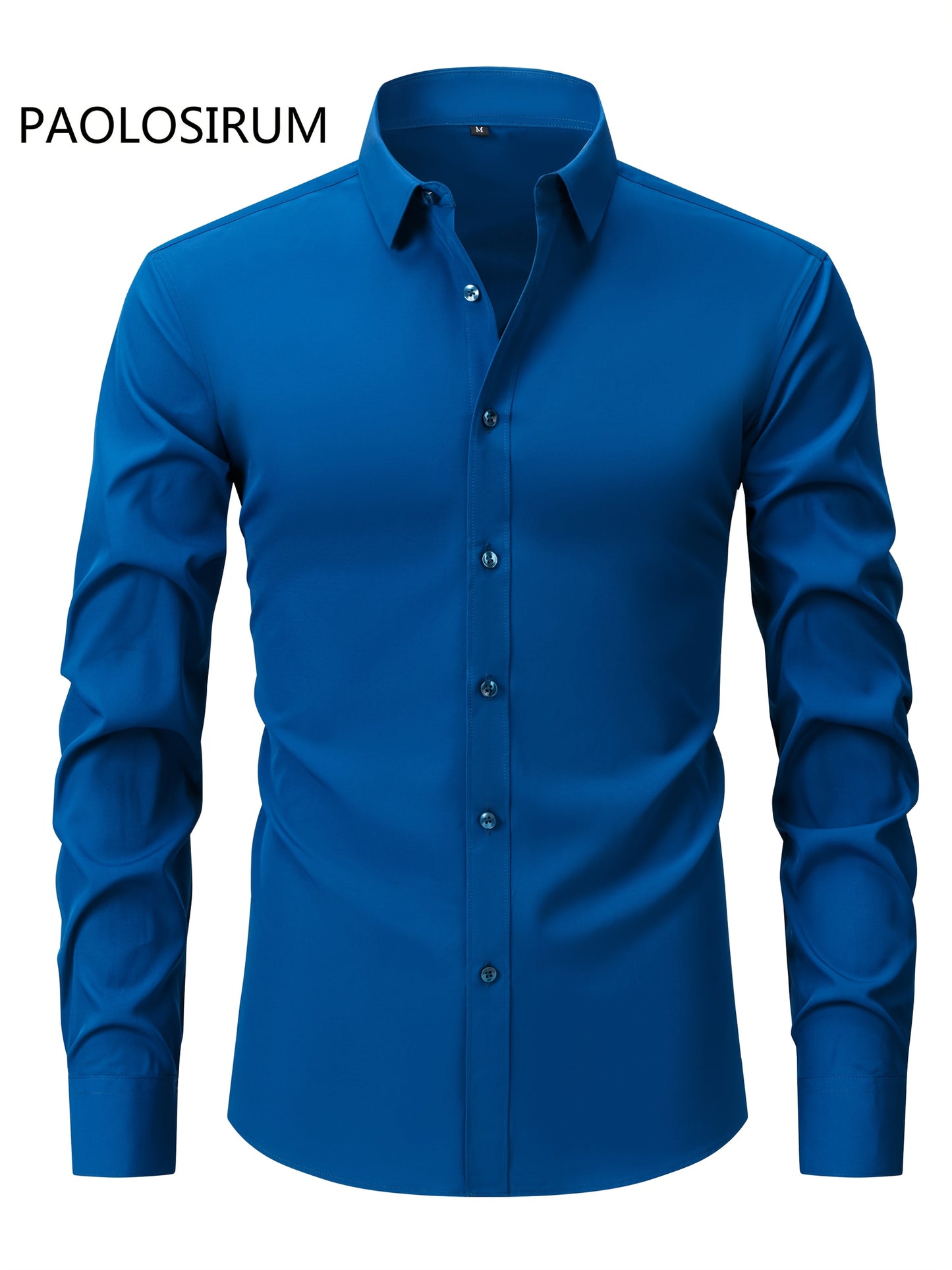 2025 New Men'S Business Slim-Fit Long-Sleeve Shirt, Wrinkle-Free, Elastic, And Smooth Fabric.