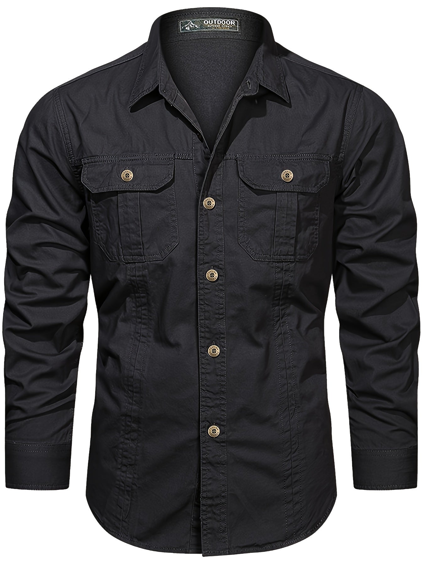 Men's Heavyweight Long Sleeve Shirt - Button-Up Formal & informal Shirt in, Classic Collar, Chest Pocket - Machine Washable Work, Outdoor, Everyday Shirt for Men - Spring/Fall Essential, Outdoor Casual Wear, Nonstretch Fabric