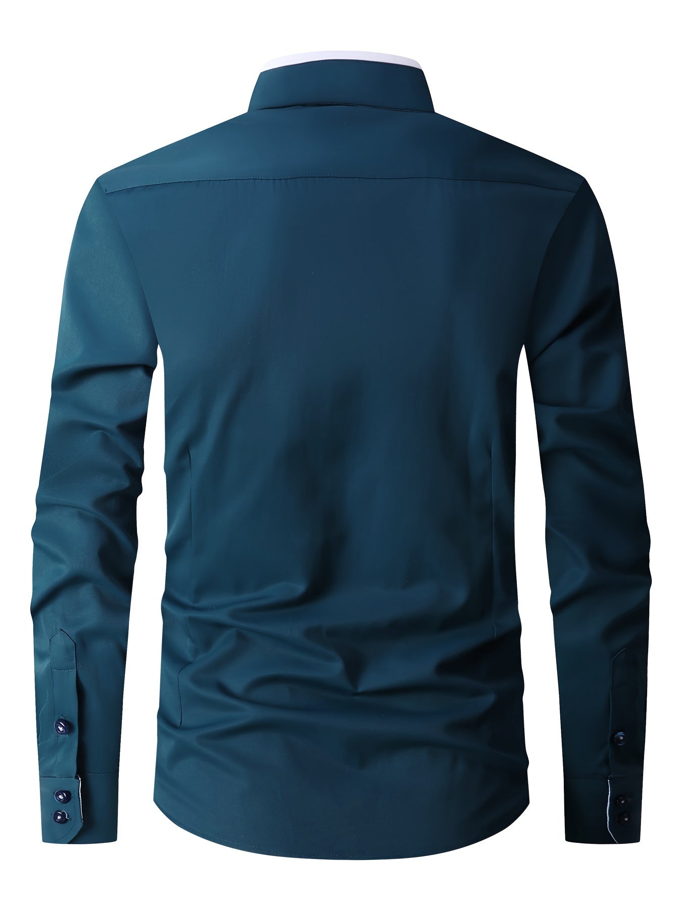 Men's Contrast Collar Design Lapel Collar Design Dress Shirts, Long Sleeve Casual Button Up Shirt For Formal Occasions