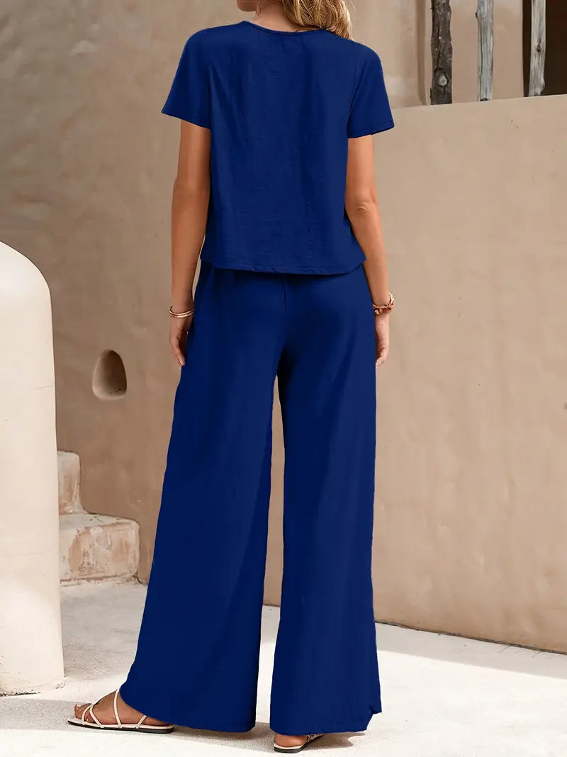 Solid Polyester Sweater 2-Piece Set