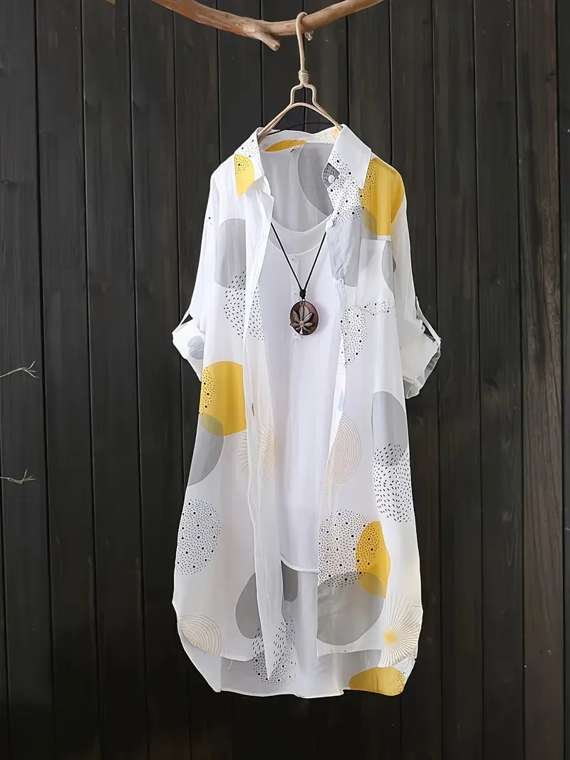 Geometric Polyester Blouse Lightweight