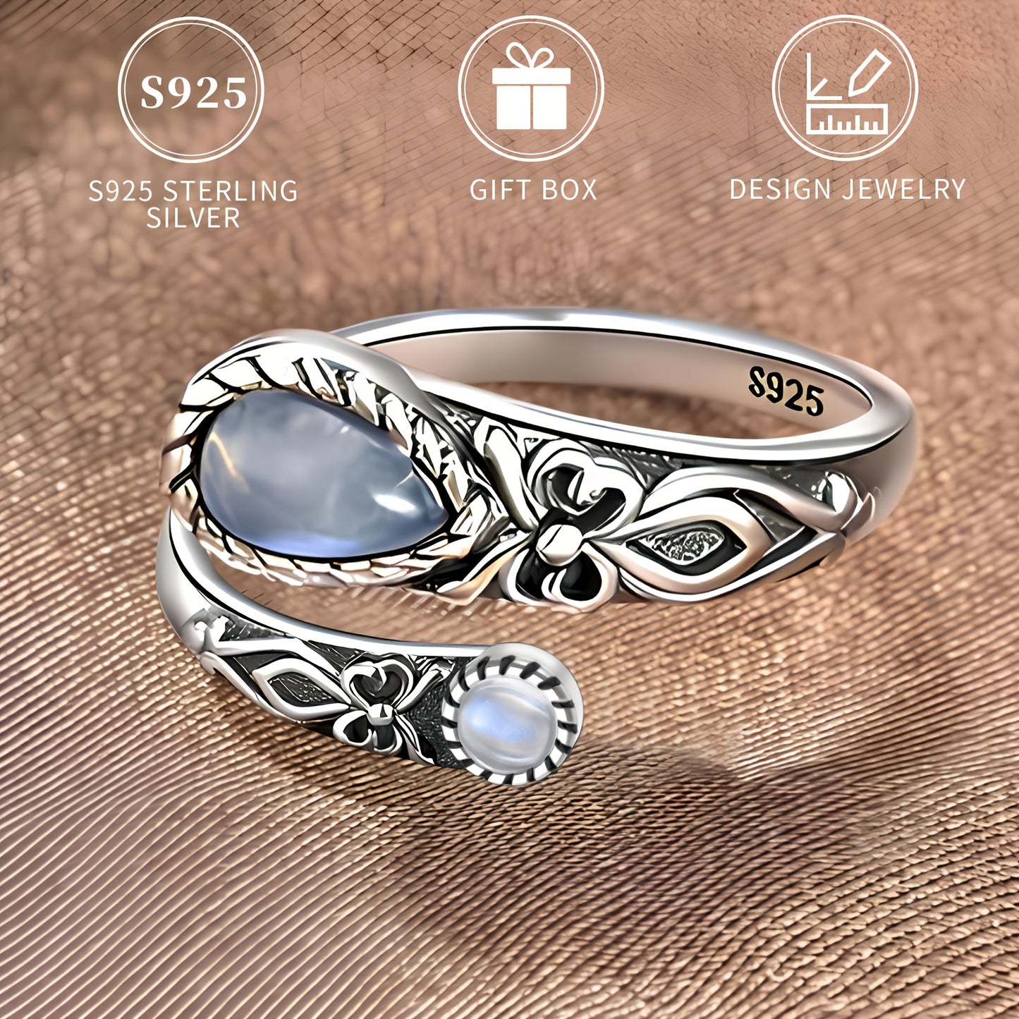 Boho Ring with Silver-tone
