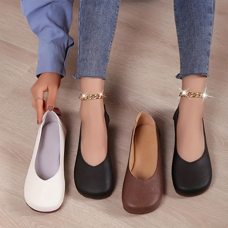 Elegant Black Vegan Leather Heels with Slip-On