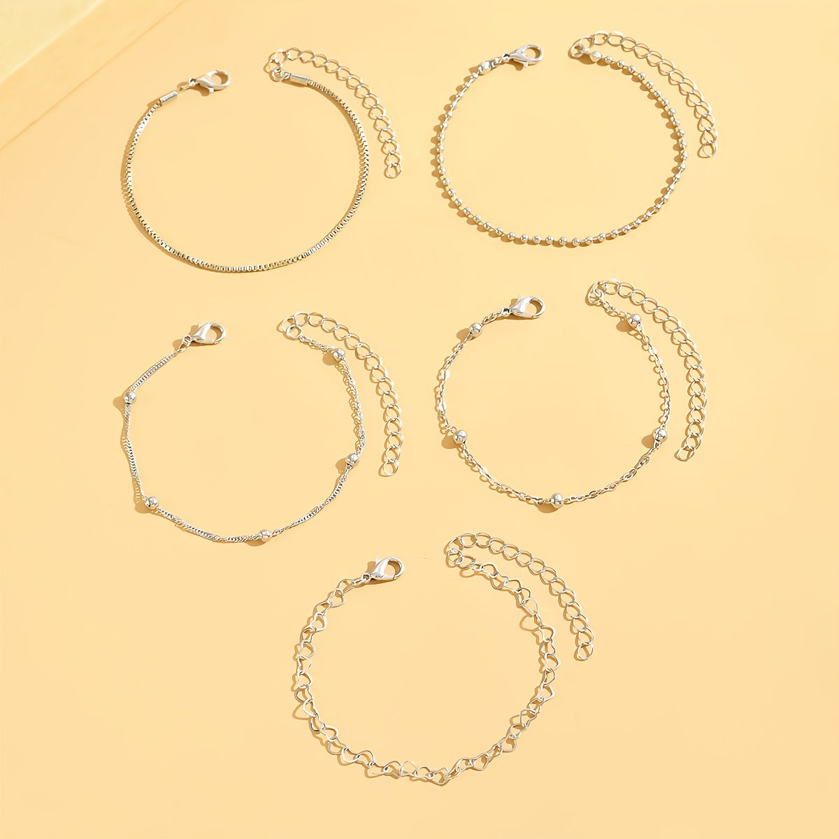 Vintage 5-Piece Necklace & Bracelet Set with Polished finish