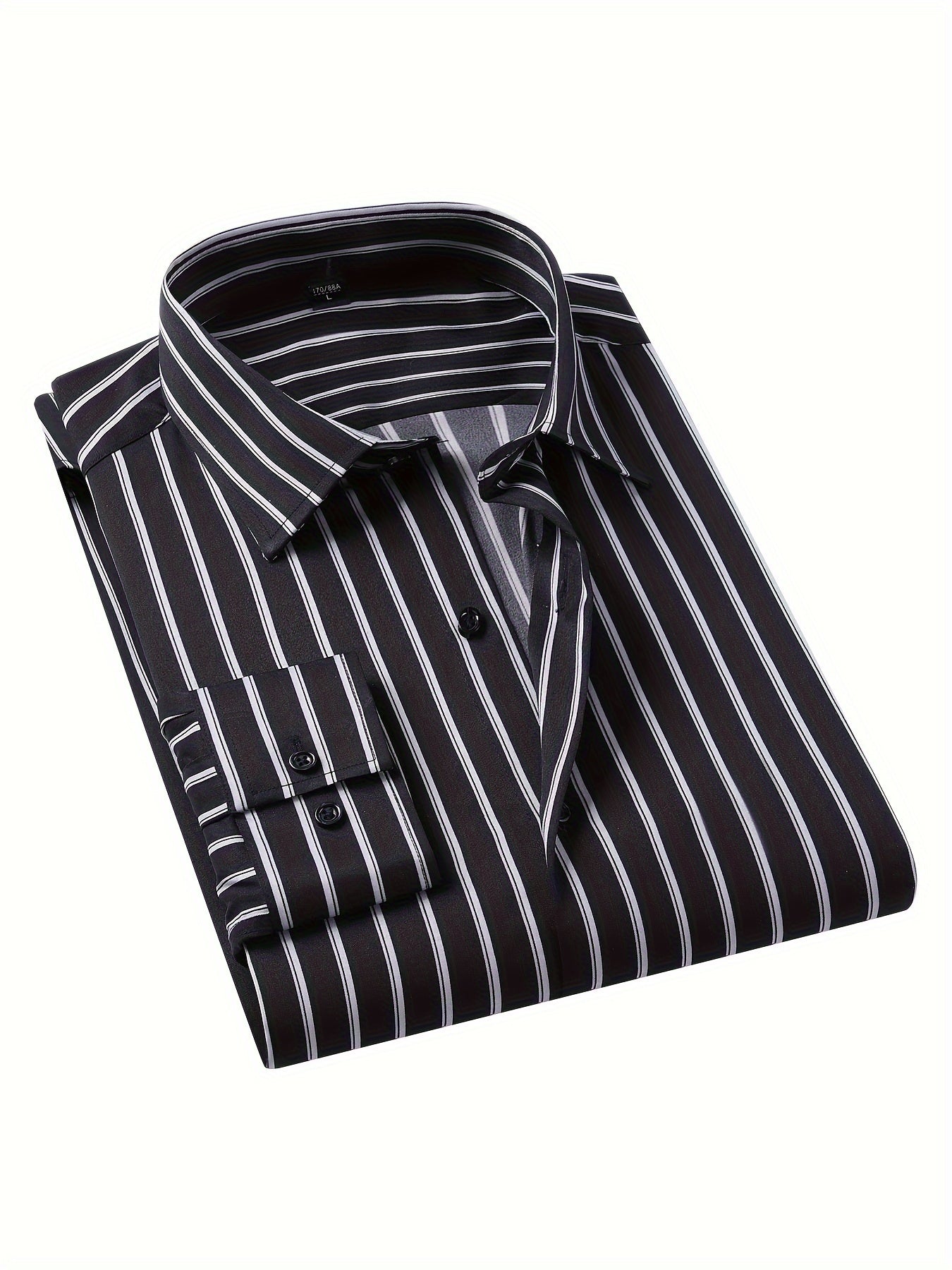 Classic Plaid Design Men's Formal Long Sleeve Shirt, Men's Button Up Shirt For Business Formal Occasions, Gift For Men