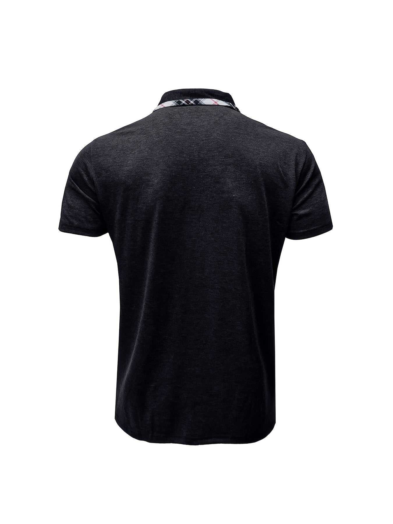 Men'S Plus Size Short Sleeve Polo Shirt with Plaid Collar and Button Details - Casual Summer Style, Regular Fit, Slight Stretch Fabric, Plus Size Shirts, PLUS SIZE