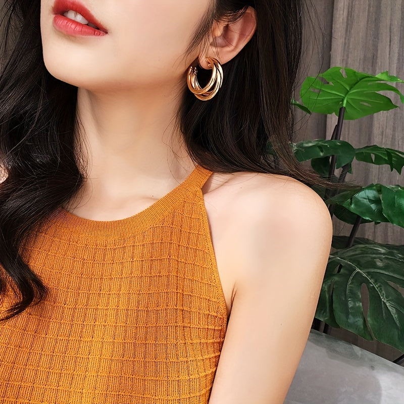 Modern Earrings with Silver-tone