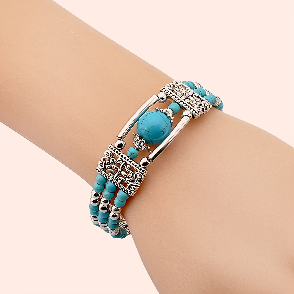 Boho Bracelet with Silver-tone