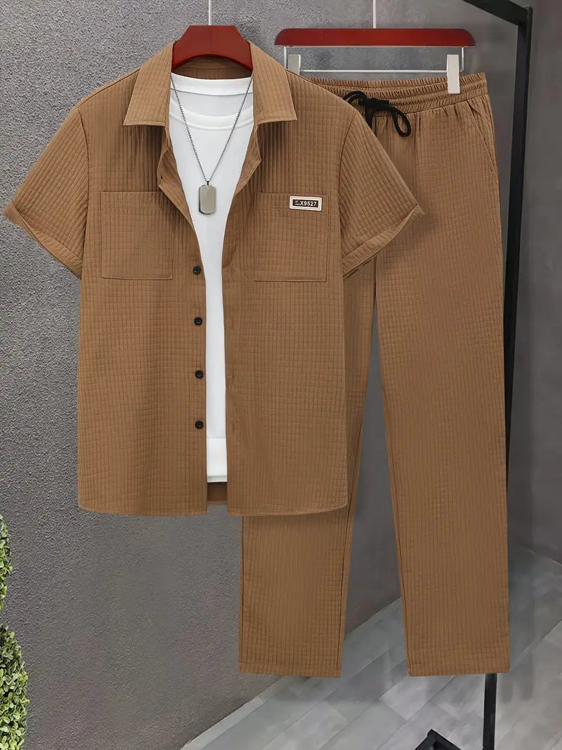 Polyester Button-Up Short Sleeve Shirt