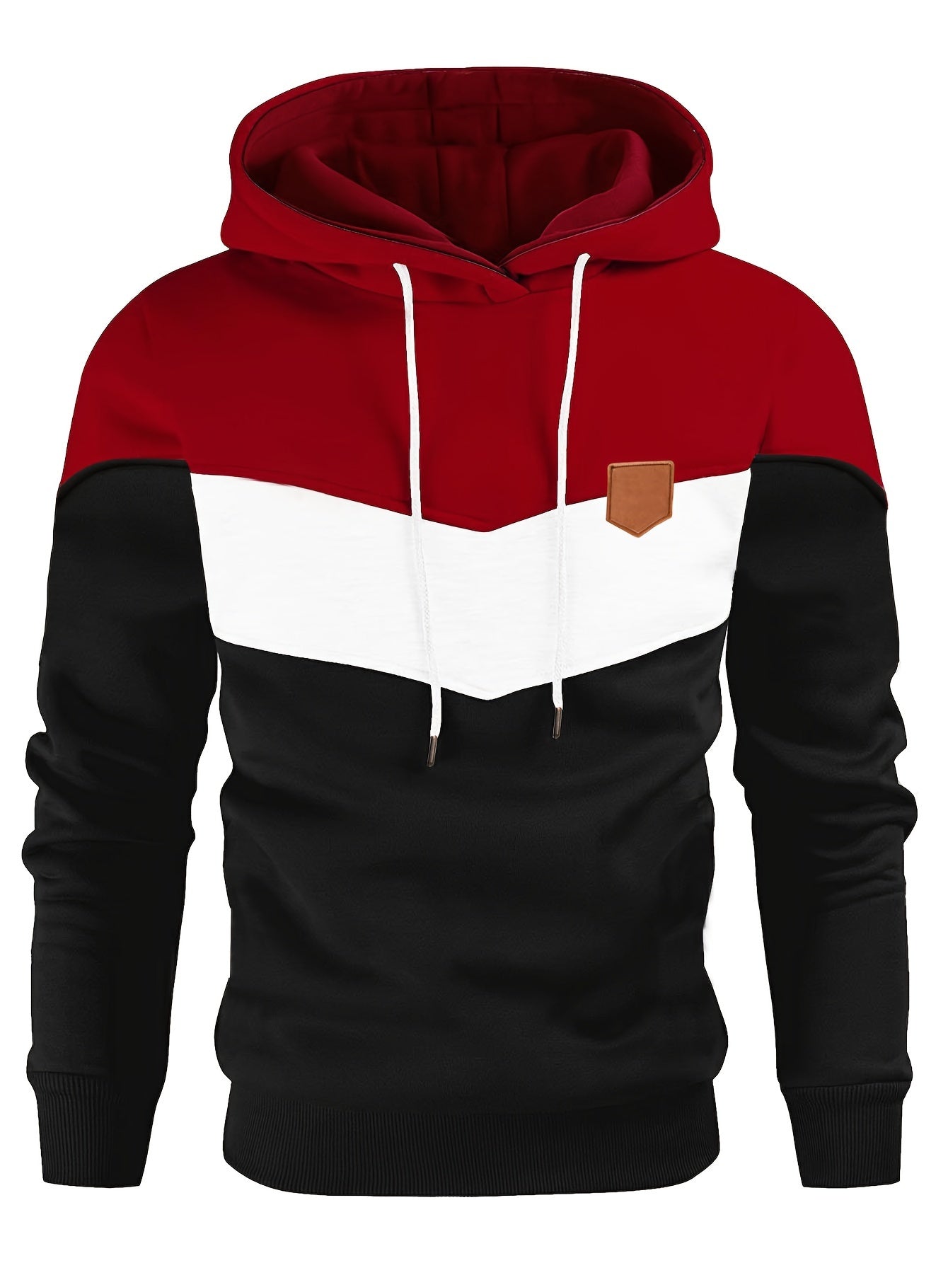 Color Block Hoodie, Cool Hoodies For Men, Men's Casual Classic Design Pullover Hooded Sweatshirt With Kangaroo Pocket Streetwear For Winter Fall, As Gift