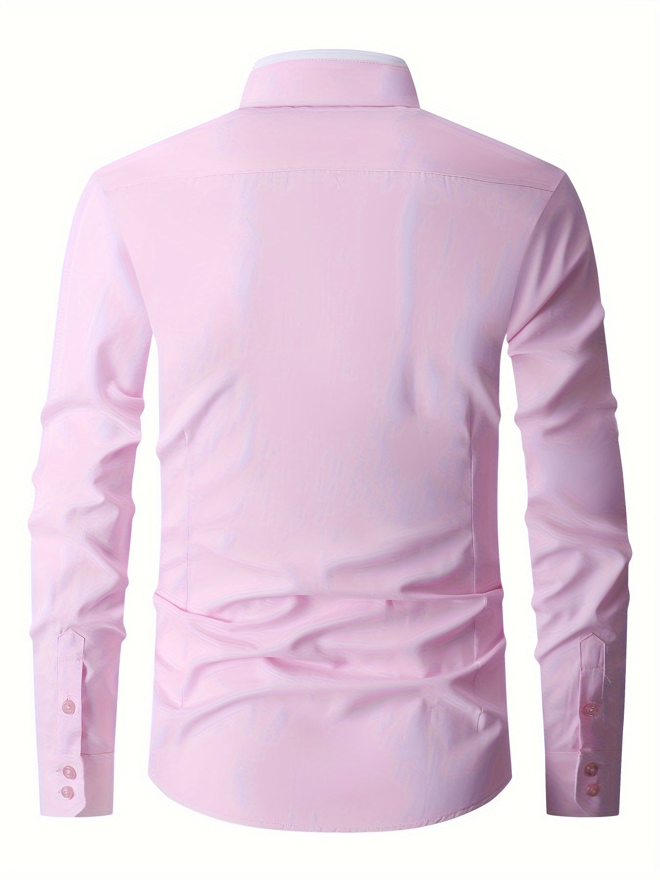 Men's Contrast Collar Design Lapel Collar Design Dress Shirts, Long Sleeve Casual Button Up Shirt For Formal Occasions