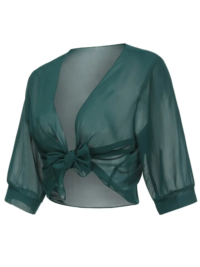 Solid Polyester Blouse Solid Color Tie