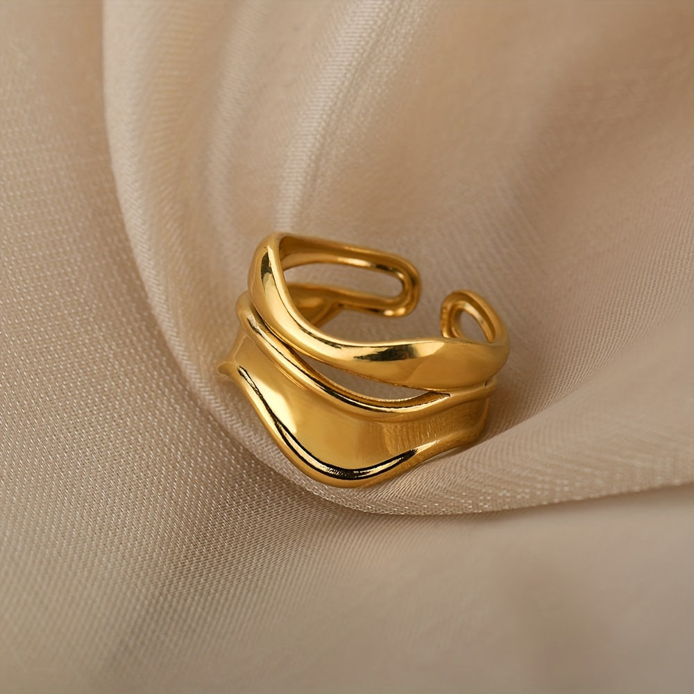 Modern Ring with Gold-tone