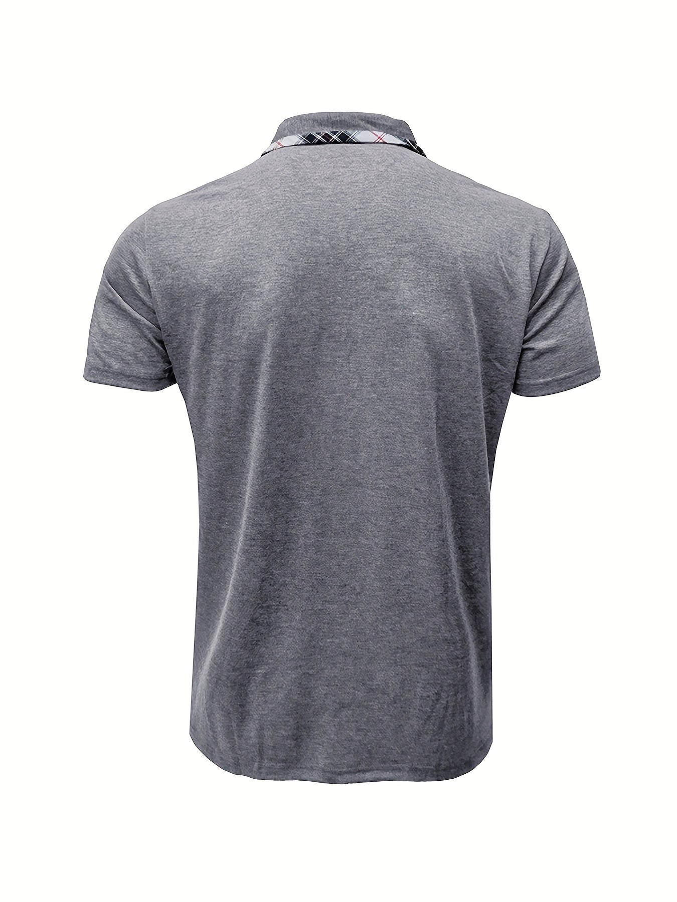 Men'S Plus Size Short Sleeve Polo Shirt with Plaid Collar and Button Details - Casual Summer Style, Regular Fit, Slight Stretch Fabric, Plus Size Shirts, PLUS SIZE