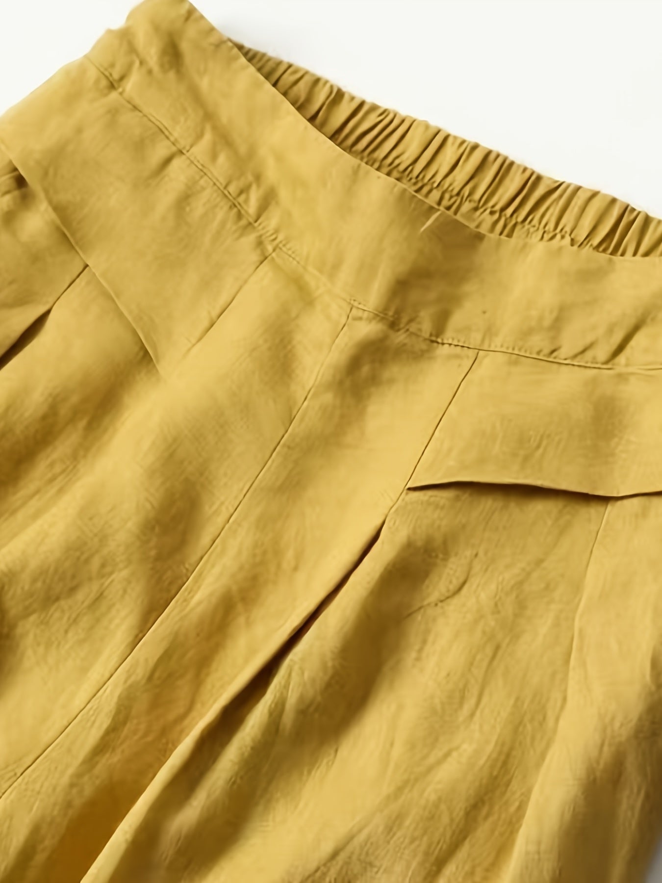 Women's Vintage Wide-Leg Ankle Pants - Non-Stretchy Elastic Waist Trousers, Loose Fit for Everyday & Formal Outfits - Machine Washable Fall/Spring/Summer Bottoms in Terracotta Red - Adult Women's Clothing, Casual Outfit Pants, Comfortable Clothi