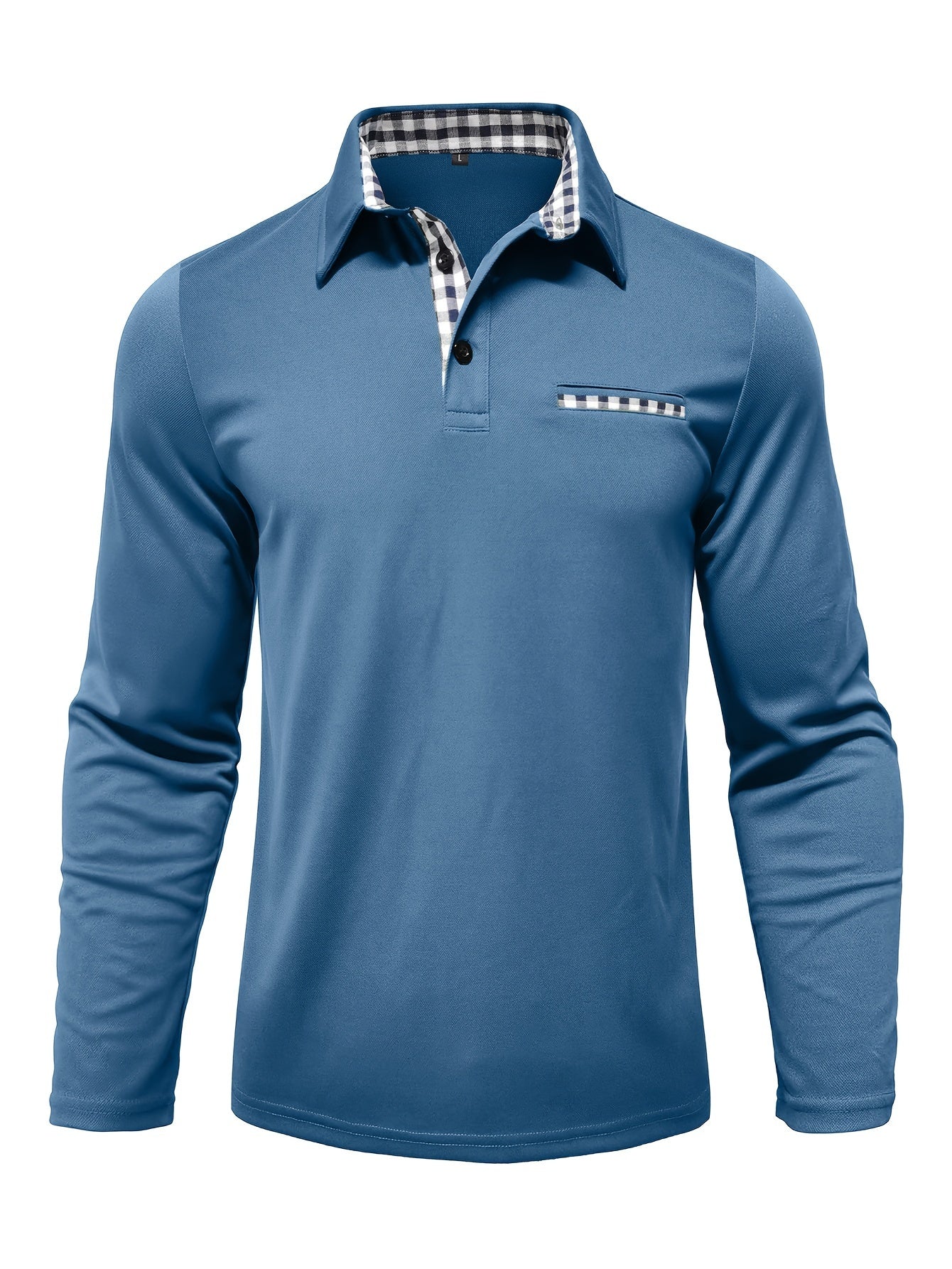 2024 Fall Casual Men'S Long Sleeve Polo Shirt with Color Block Design, Polyester Knit Fabric, Regular Fit, Half Placket, and Slight Stretch