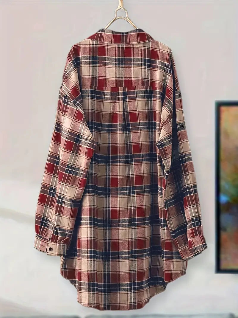 Plaid Polyester Blouse