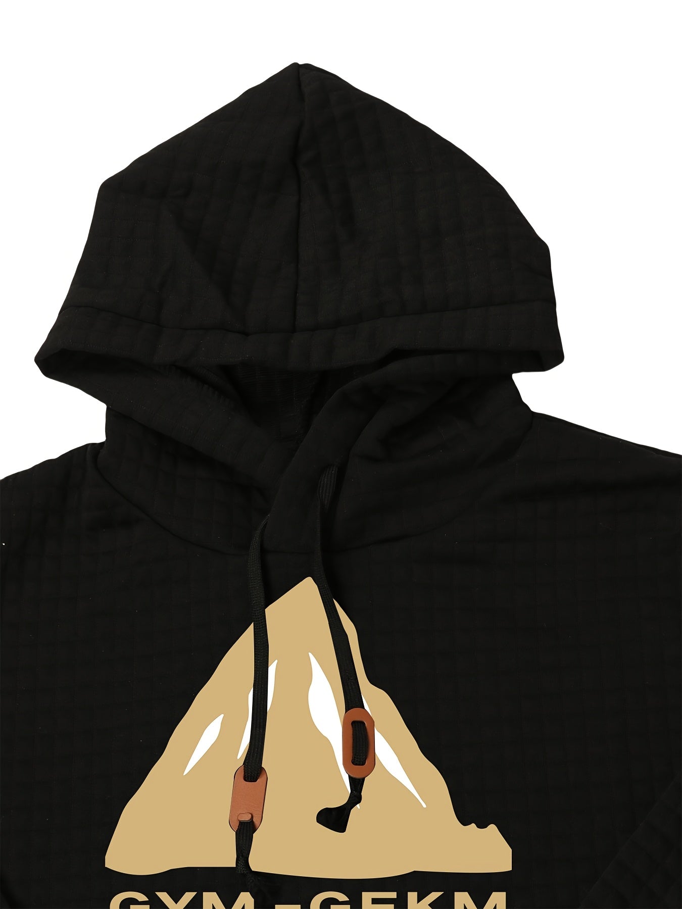 GEKM Men'S Bohemian Plaid Long Sleeve Hoodie - Cozy Jacquard Fabric Sweatshirt with Orange Accents, Casual Outdoor Jogging & Fitness Training Pullover, Regular Fit, Hooded Design, Comfortable Pullover