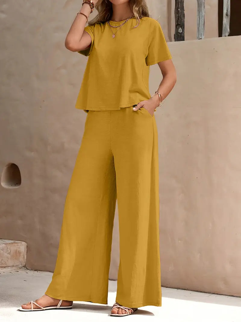 Solid Polyester Sweater 2-Piece Set