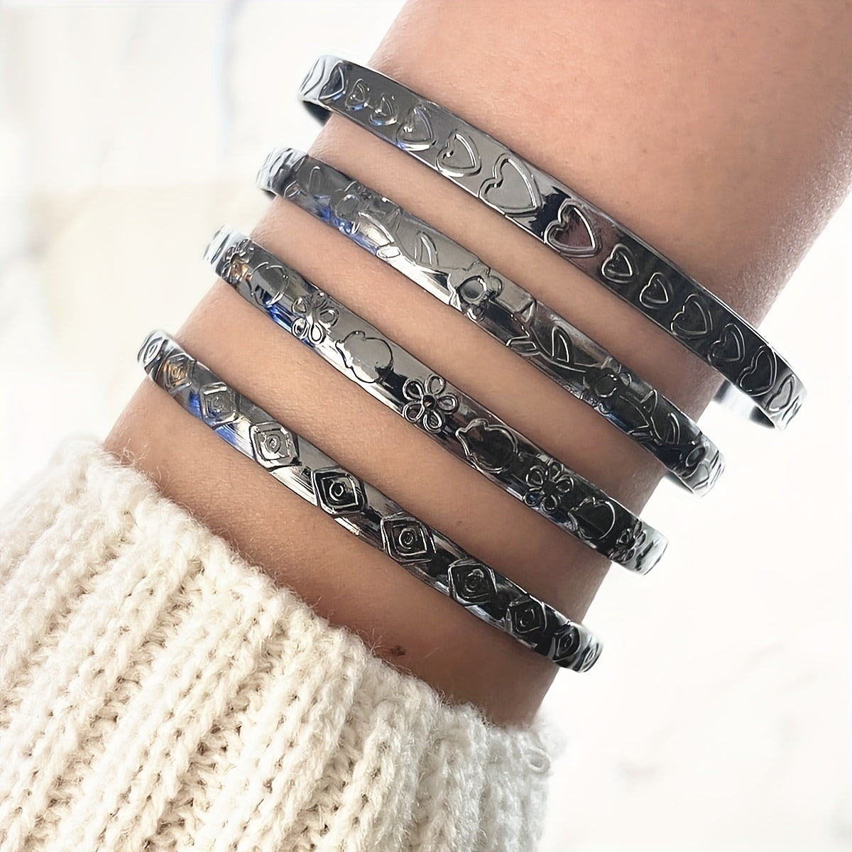 Timeless 4-Piece Bracelet Set with Gold-tone