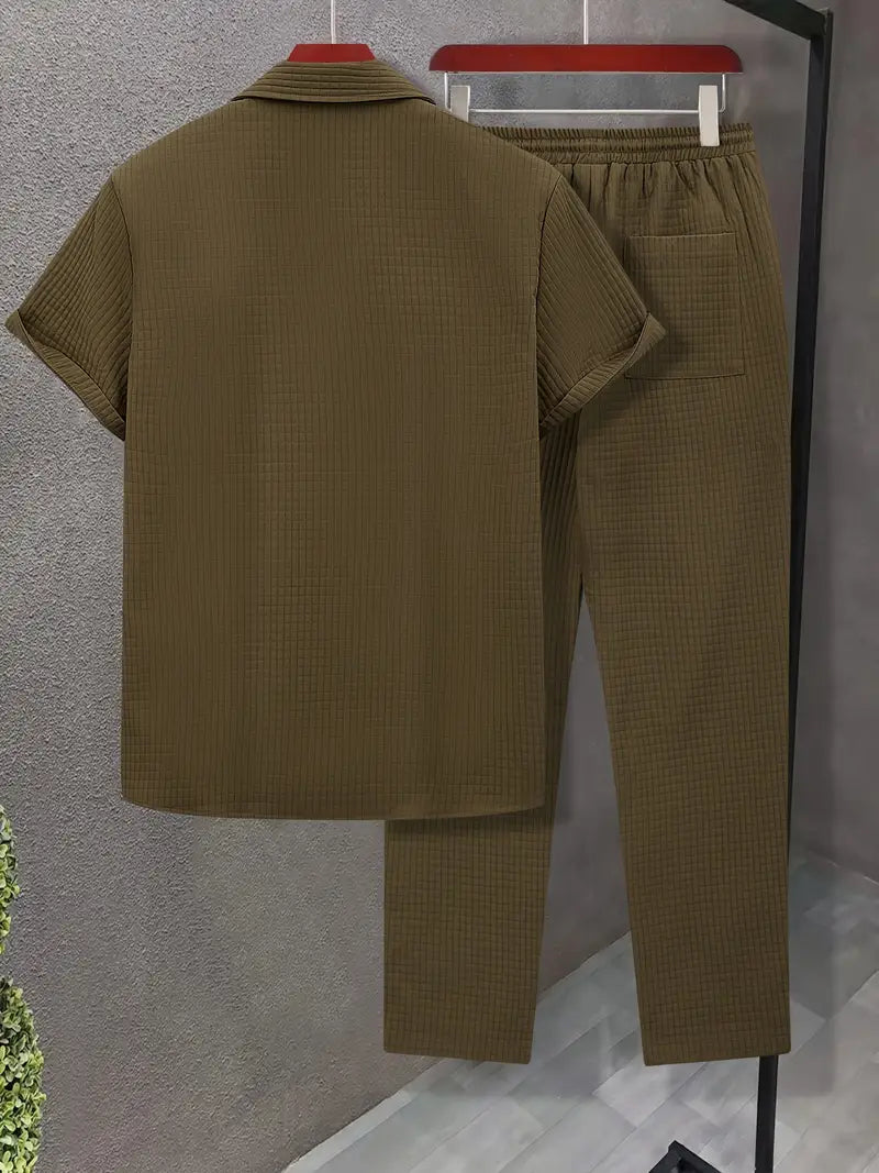 Polyester Button-Up Short Sleeve Shirt