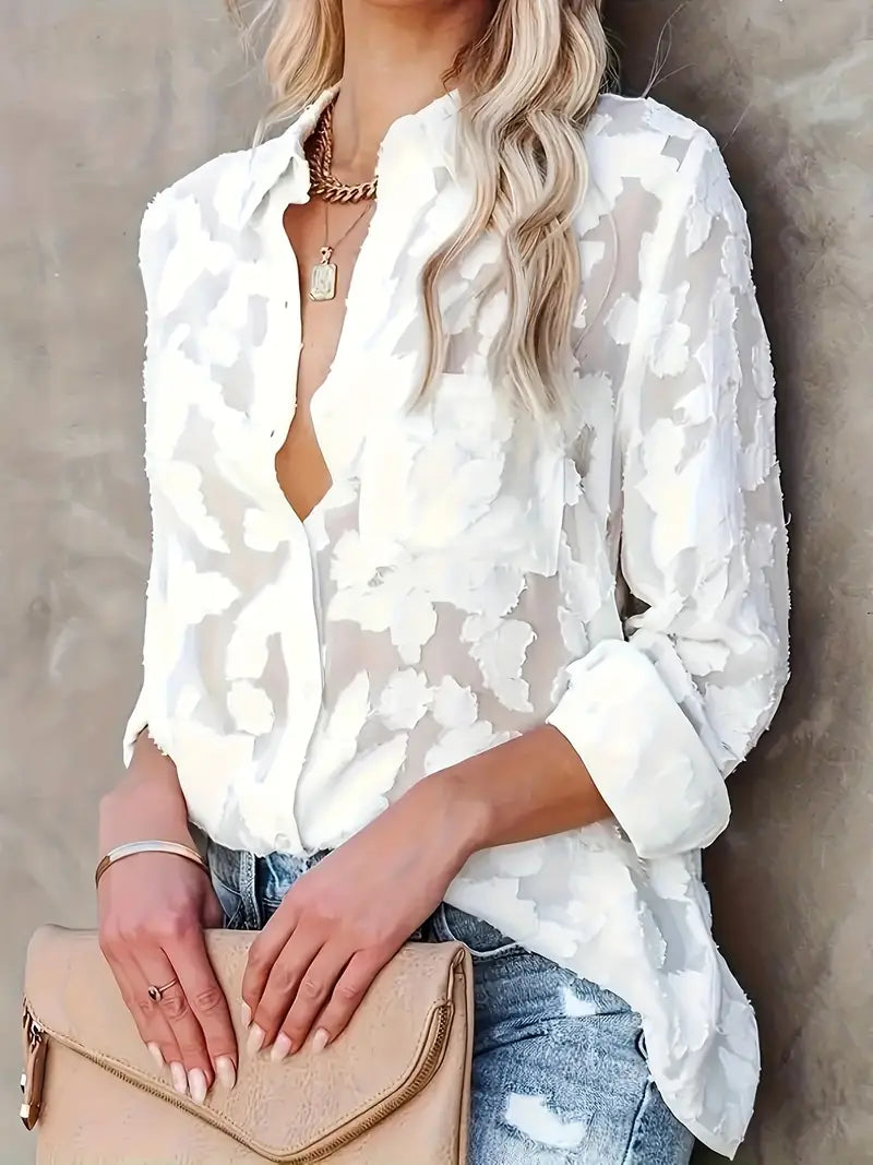 Floral Polyester Blouse Lilac Floral