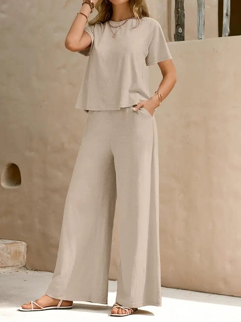 Solid Polyester Sweater 2-Piece Set