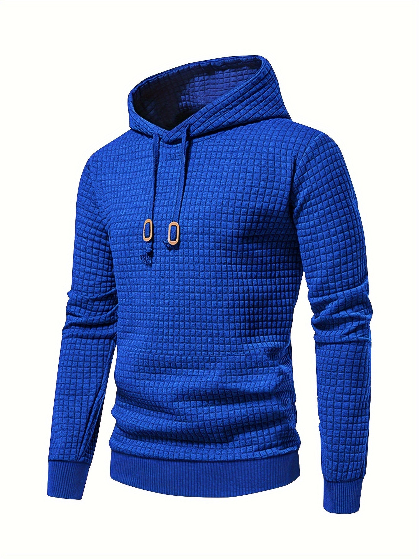 Men's Sporty Hooded Sweatshirt - Navy Blue with Copper Bow Accents, Regular Fit, Machine Washable, High-Quality Fabric for Casual & Athletic Wear, Sweater Hoodie, Everyday Comfort, Textured Knit Fabric