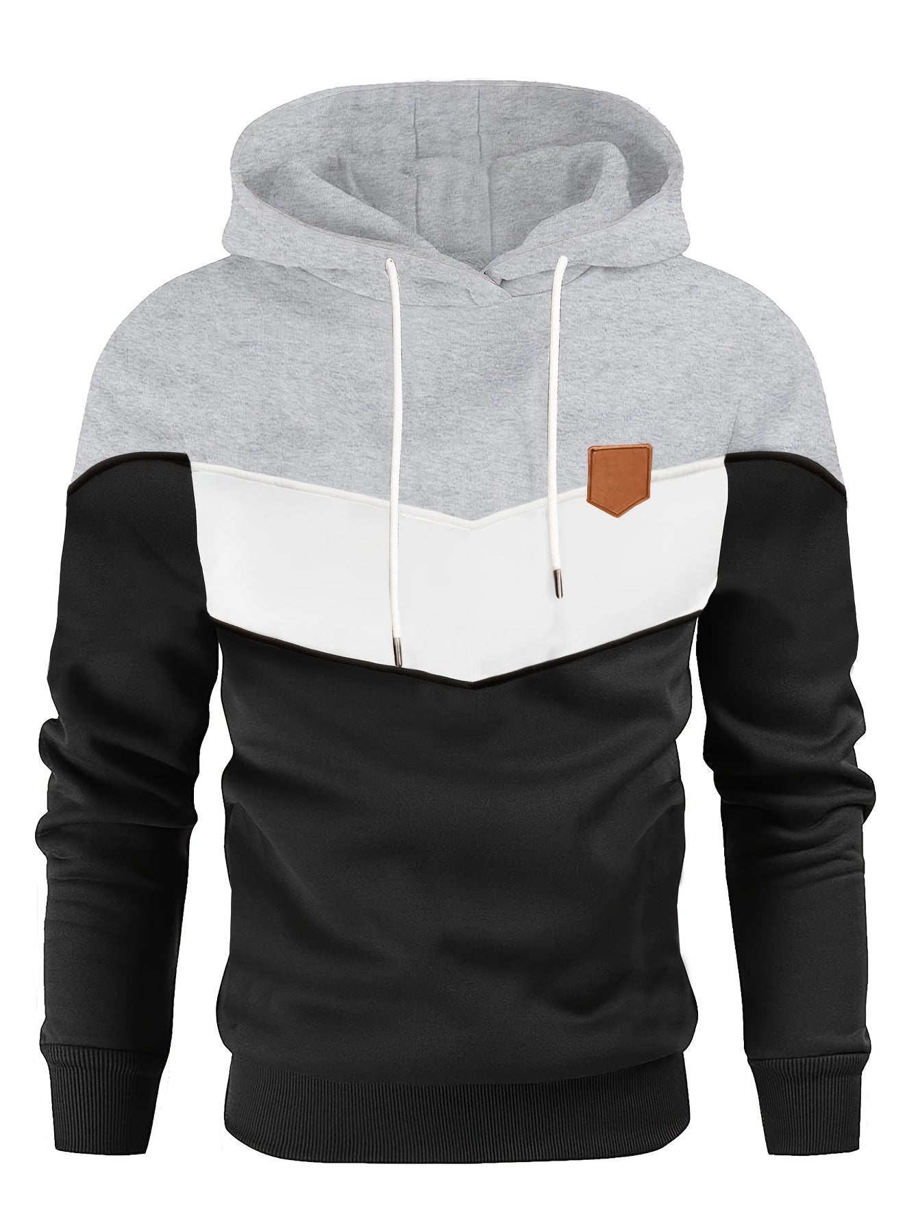 Color Block Hoodie, Cool Hoodies For Men, Men's Casual Classic Design Pullover Hooded Sweatshirt With Kangaroo Pocket Streetwear For Winter Fall, As Gift